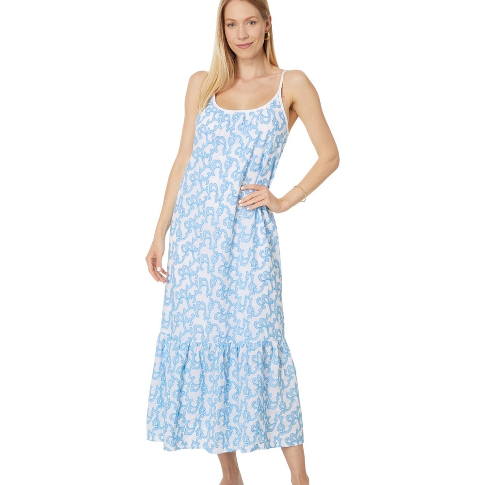 NWT LILLY PULIZTER Amerie Embroidered Midi Dress Small